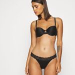 Z62T1011 Women Anna Field 10Pp Cotton And Lace Thong Thong Black