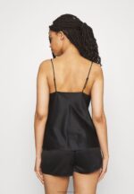 Z62T1068 Women Anna Field Simple Satin Short Set Pyjama Set Black - Image 3