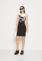 Z62T106 Women Anna Field Jersey Dress Black/White - Image 2