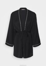 Z62T1088 Women Anna Field Amanda Satin Dressing Gown Dressing Gown Black - Image 5