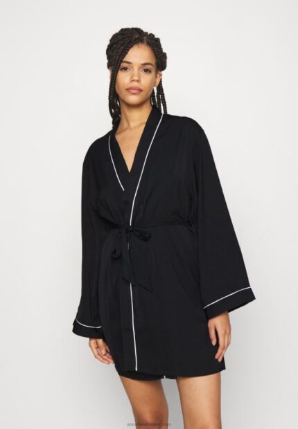 Z62T1088 Women Anna Field Amanda Satin Dressing Gown Dressing Gown Black