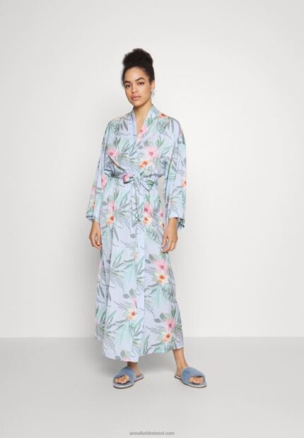 Z62T1090 Women Anna Field Floral Robe Dressing Gown Blue