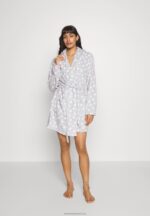 Z62T1093 Women Anna Field Dressing Gown Grey/White - Image 2
