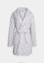 Z62T1093 Women Anna Field Dressing Gown Grey/White - Image 5