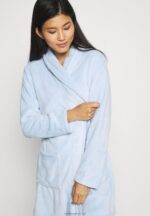 Z62T1094 Women Anna Field Ladies Plush Bathrobe Dressing Gown Blue - Image 4