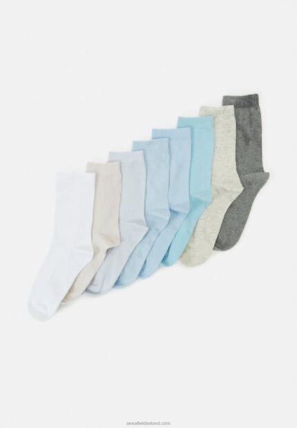 Z62T1119 Women Anna Field 8 Pack Socks Blue/Grey
