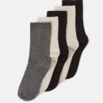 Z62T1120 Women Anna Field 5 Pack Socks Beige/Black/Grey