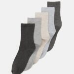Z62T1133 Women Anna Field 5 Pack Socks Black/Grey