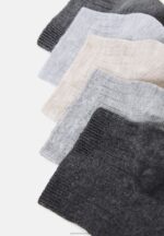 Z62T1135 Women Anna Field Soft Ribbed Sneaker Socks 5Pack Socks Grey/Beige - Image 2