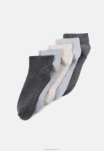 Z62T1135 Women Anna Field Soft Ribbed Sneaker Socks 5Pack Socks Grey/Beige