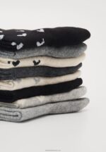 Z62T1139 Women Anna Field Heart Ankle 8 Pack Socks Black/Grey - Image 2