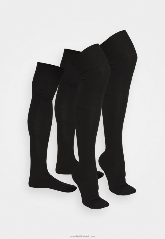 Z62T1159 Women Anna Field 2 Pack Over-The-Knee Socks Black - Image 2