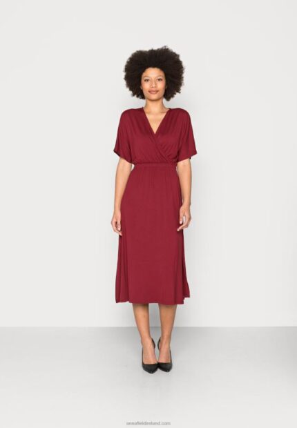 Z62T118 Women Anna Field Jersey Dress Bordeaux