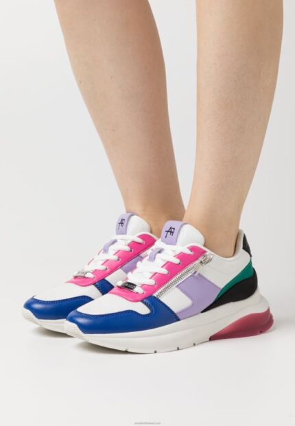 Z62T1214 Women Anna Field Leather Trainers White/Multi-Coloured