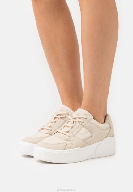 Z62T1217 Women Anna Field Leather Trainers Beige