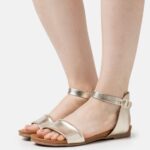 Z62T1244 Women Anna Field Leather Sandals Gold
