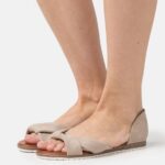 Z62T1251 Women Anna Field Leather Sandals Taupe