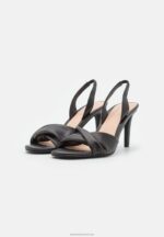 Z62T1265 Women Anna Field Leather High Heeled Sandals Black - Image 2