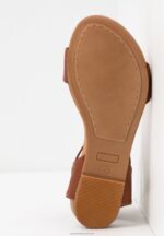 Z62T1278 Women Anna Field Leather Sandals Cognac - Image 7