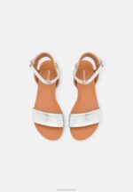 Z62T1300 Women Anna Field Leather Sandals Silver - Image 6