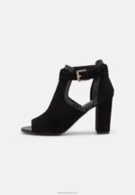 Z62T1314 Women Anna Field Leather Ankle Cuff Sandals Black - Image 2