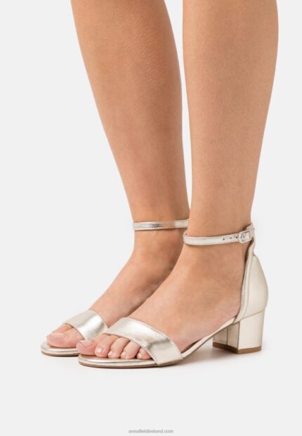 Z62T1318 Women Anna Field Leather Sandals Gold
