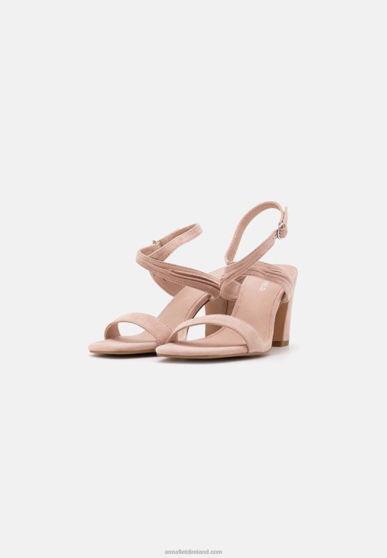 Z62T1336 Women Anna Field Leather High Heeled Sandals Rose Gold-Coloured - Image 3
