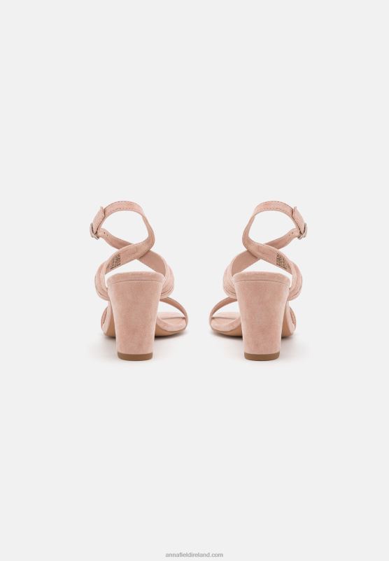 Z62T1336 Women Anna Field Leather High Heeled Sandals Rose Gold-Coloured - Image 4