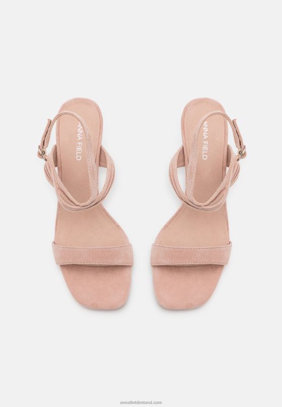 Z62T1336 Women Anna Field Leather High Heeled Sandals Rose Gold-Coloured - Image 6