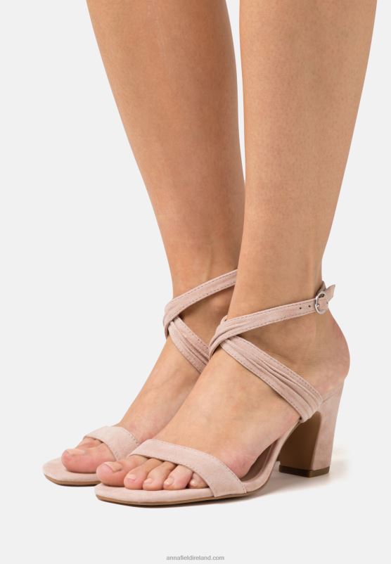 Z62T1336 Women Anna Field Leather High Heeled Sandals Rose Gold-Coloured - Image 1