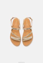 Z62T1337 Women Anna Field Leather Sandals Gold - Image 6