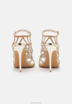Z62T1354 Women Anna Field Leather High Heeled Sandals Gold - Image 4