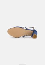 Z62T1370 Women Anna Field Leather High Heeled Sandals Dark Blue - Image 5