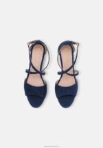 Z62T1370 Women Anna Field Leather High Heeled Sandals Dark Blue - Image 6