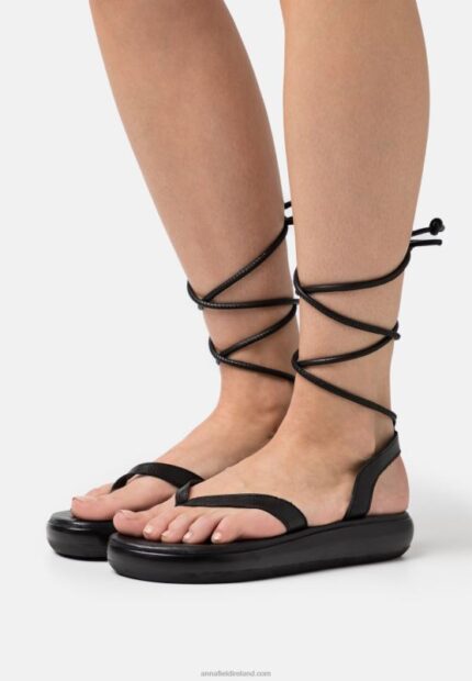 Z62T1386 Women Anna Field Leather Sandals Black