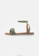 Z62T1387 Women Anna Field Leather Sandals Khaki - Image 2