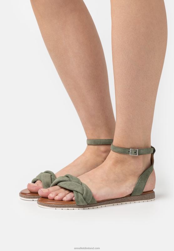 z62t1387_women_anna_field_leather_sandals_khaki.jpg Z62T1387 Women Anna Field Leather Sandals Khaki - Image 1