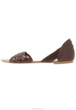 Z62T1389 Women Anna Field Leather Sandals Cognac