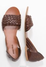 Z62T1389 Women Anna Field Leather Sandals Cognac - Image 8