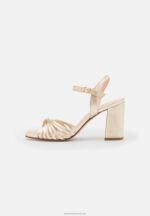 Z62T1397 Women Anna Field Leather High Heeled Sandals Gold - Image 2