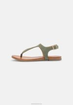 Z62T1399 Women Anna Field Leather Sandals Khaki - Image 2