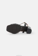 Z62T1400 Women Anna Field Leather High Heeled Sandals Black - Image 5