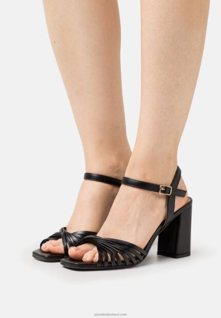 Z62T1400 Women Anna Field Leather High Heeled Sandals Black