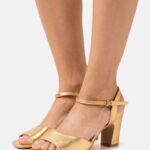 Z62T1423 Women Anna Field Leather Sandals Gold