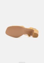 Z62T1423 Women Anna Field Leather Sandals Gold - Image 5