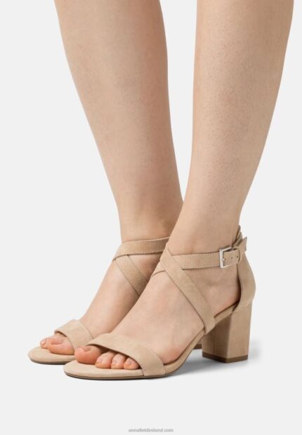 Z62T1433 Women Anna Field Leather Sandals Beige