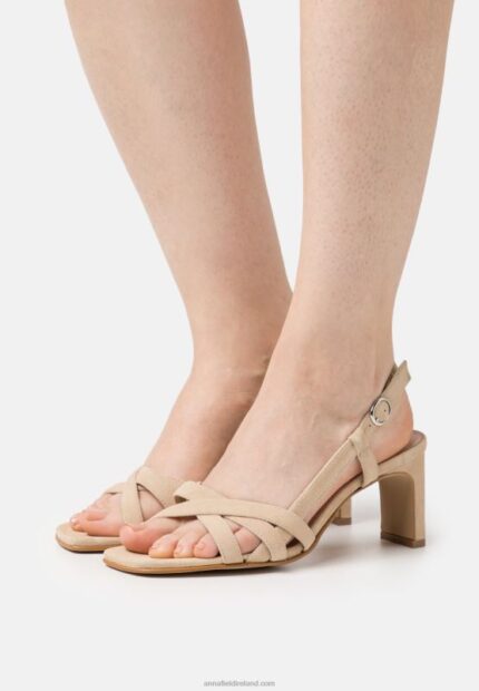 Z62T1446 Women Anna Field Leather Sandals Beige