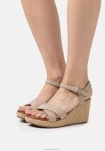 Z62T1466 Women Anna Field Leather High Heeled Sandals Grey