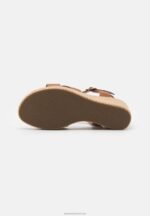 Z62T1478 Women Anna Field Leather High Heeled Sandals Cognac - Image 5