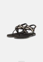Z62T1503 Women Anna Field T-Bar Sandals Black/Gold - Image 3